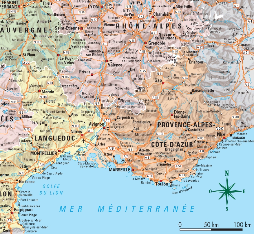 la Région, en relief